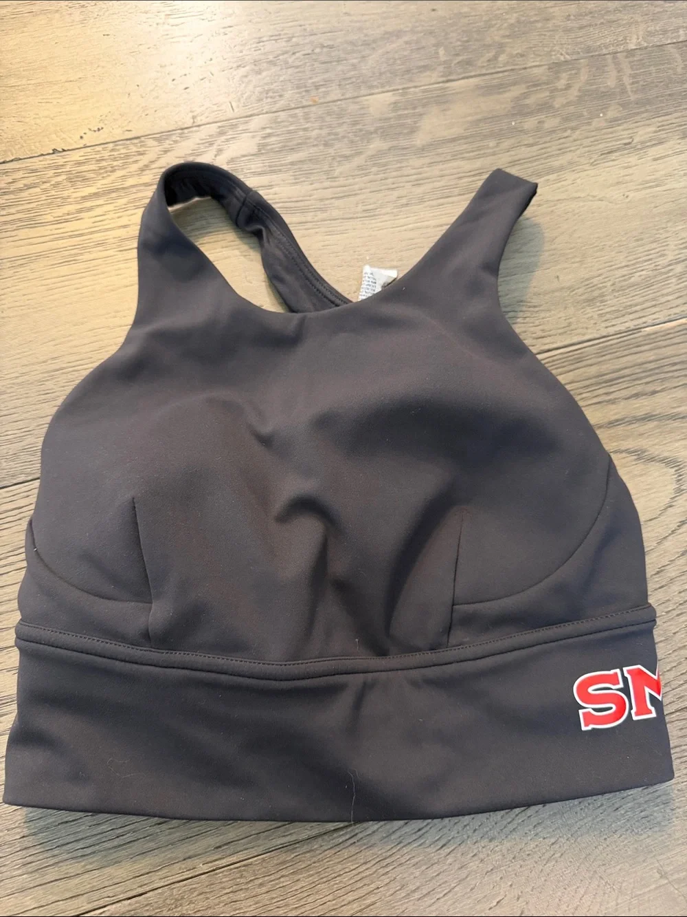 lululemon athletica Black Racerback Sports Bra with SMU logo dark grey 4